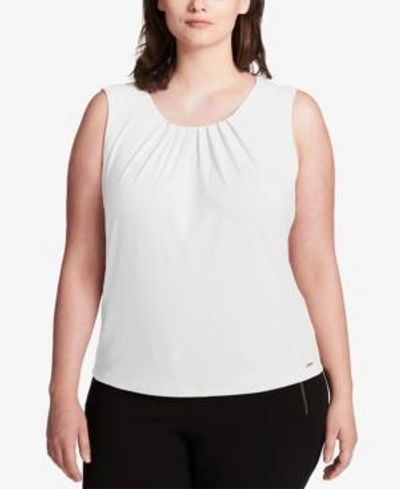 Shop Calvin Klein Plus Size Pleated Top In White