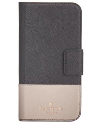 Shop Kate Spade New York Wrap Folio Iphone X Case In Black/tusk