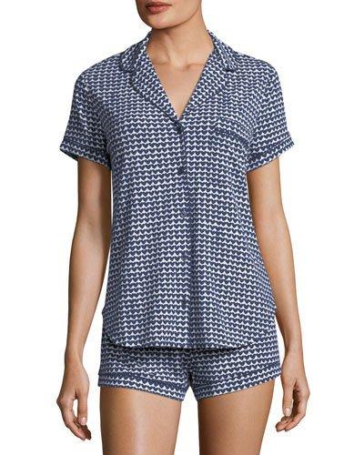 Kate Spade Mini Hearts-print Short Pajama Set In Dark Blue | ModeSens