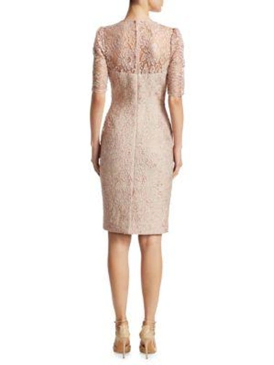 Shop Teri Jon By Rickie Freeman Lace & Jacquard Combo Dress In Blush