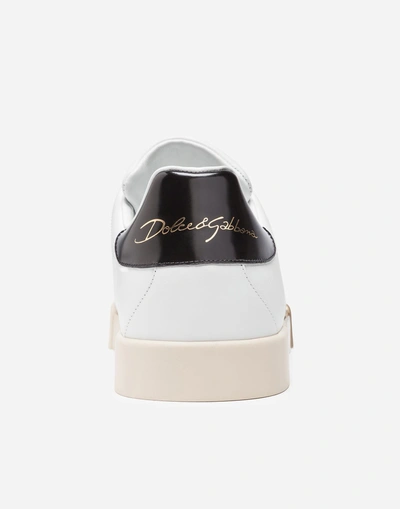 Shop Dolce & Gabbana Portofino Sneakers In Varnished Calfskin In White/gold