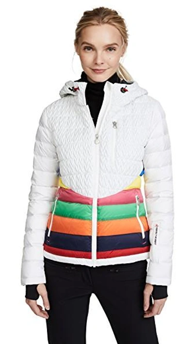 Shop Perfect Moment Vale Rainbow Jacket In Snow White Rainbow