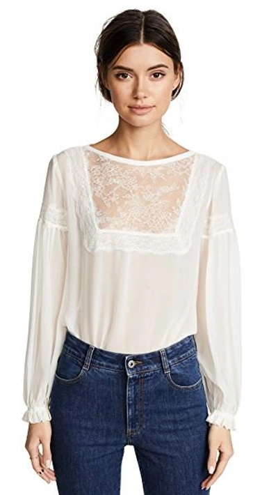 Shop Roberto Cavalli Woven Sheer Blouse In Ivory