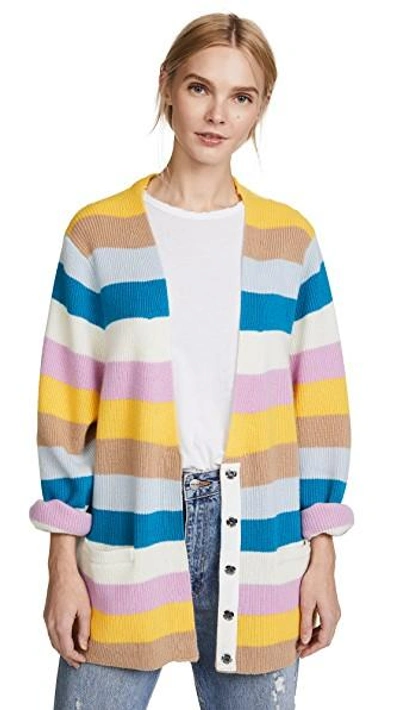 Shop Victor Glemaud Rainbow Stripe Cardigan In Multi