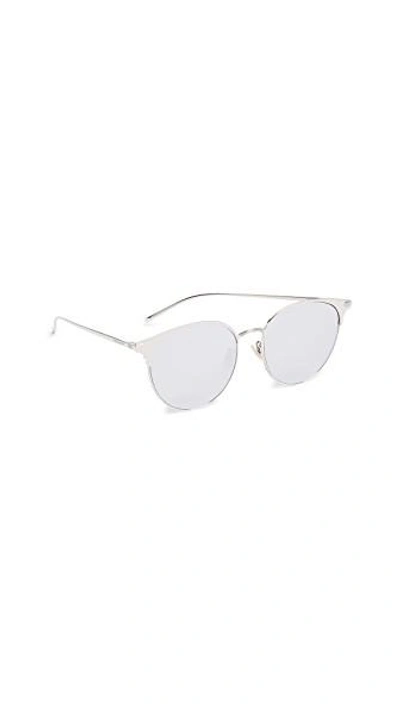Shop Saint Laurent Sl 202 Sunglasses In Silver/silver White