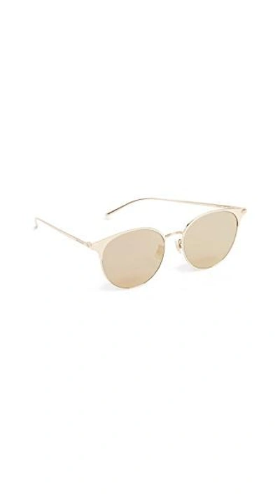 Shop Saint Laurent Sl 202 Sunglasses In Light Gold/super Bronze