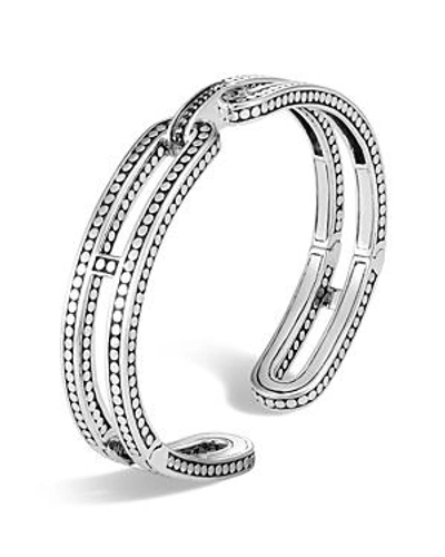 Shop John Hardy Sterling Silver Dot Small Kick Cuff In Black/silver