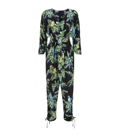 Shop Stella Mccartney Padma Tropical Silk Jumpsuit In Black