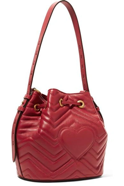 Shop Gucci Gg Marmont Quilted Leather Bucket Bag