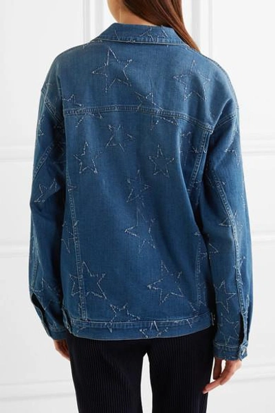 Shop Stella Mccartney Oversized Distressed Denim Jacket In Mid Denim