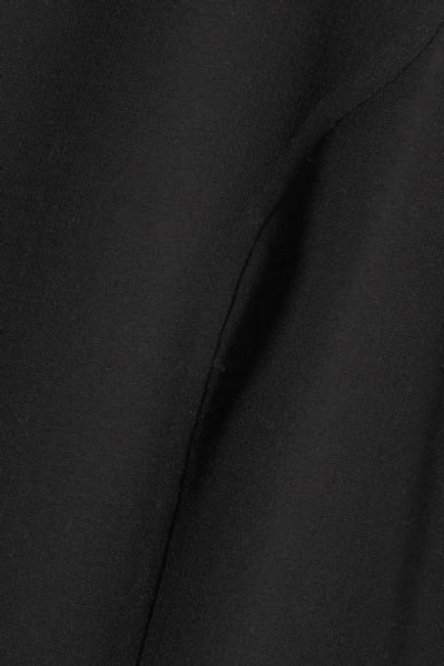 Shop Michael Kors Belted Ruffled Wool-blend Crepe Gown In Black