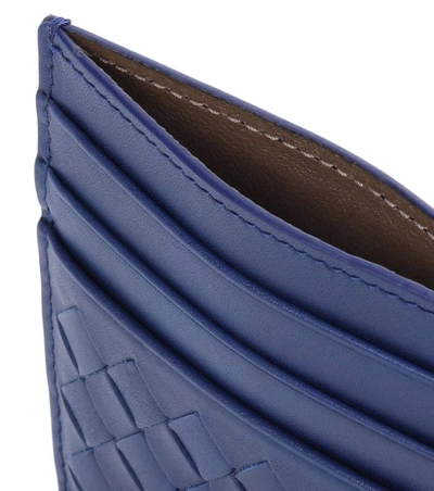 Shop Bottega Veneta Intrecciato Leather Card Holder In Blue