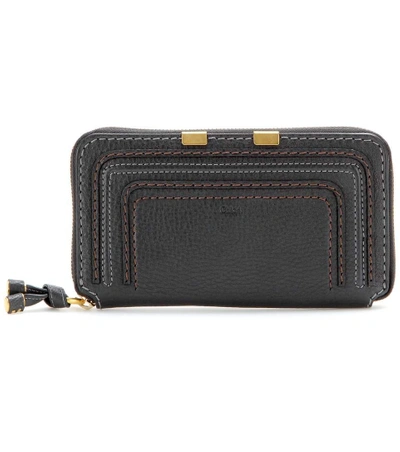 Shop Chloé Marcie Zip-around Leather Wallet In Black