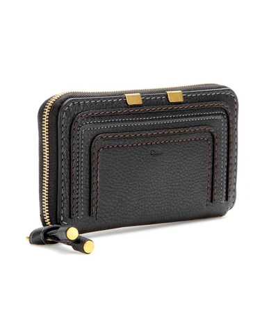 Shop Chloé Marcie Zip-around Leather Wallet In Black