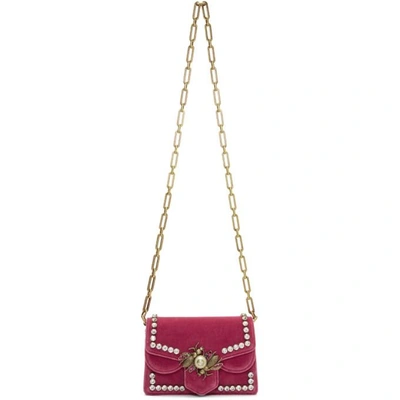 Shop Gucci Pink Mini Velvet Broadway Bag