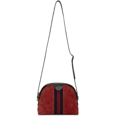 Shop Gucci Red Small Suede Ophidia Bag In 8670 Red