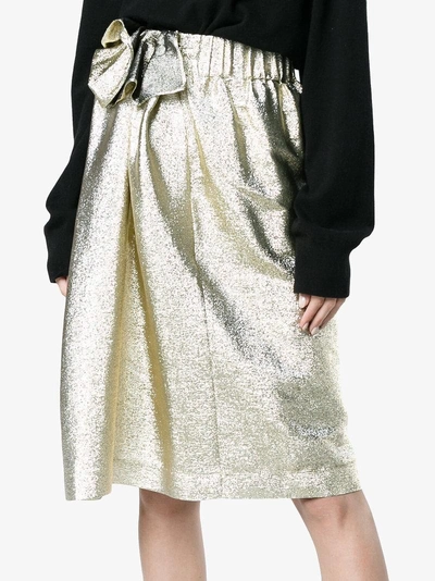 Shop Stella Mccartney Gold Wrap Knee Length Skirt In Metallic