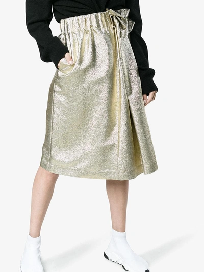 Shop Stella Mccartney Gold Wrap Knee Length Skirt In Metallic