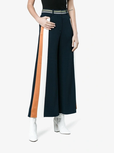 Shop Peter Pilotto Striped Culottes With Contrasting Waistband In Blue