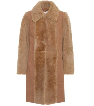 Shop See By Chloé Fur-trimmed Wool Coat In Brown