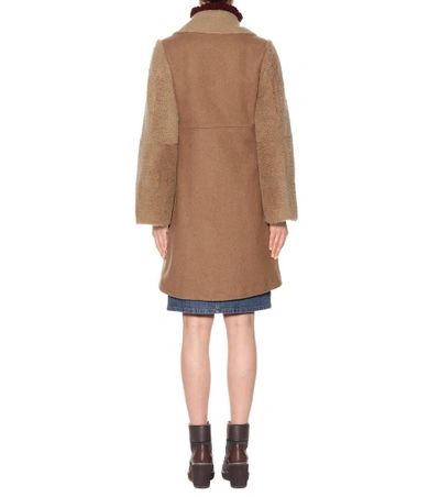 Shop See By Chloé Fur-trimmed Wool Coat In Brown