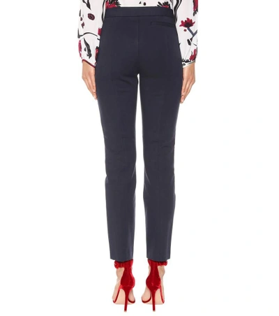 Shop Tory Burch Vanner Cotton-blend Trousers In Blue