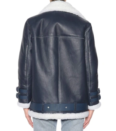 Shop Acne Studios Velocite Leather Jacket In Blue