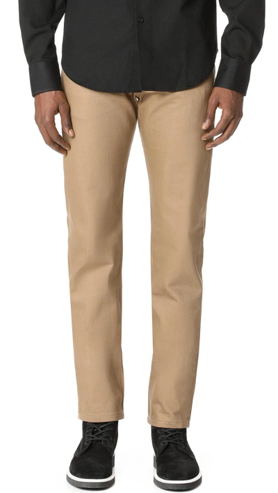 Shop Naked & Famous Weird Guy - Beige Selvedge Chino Jeans