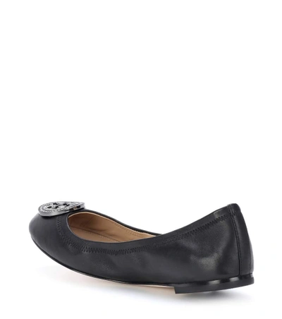 Shop Tory Burch Liana Leather Ballet Flats In Black