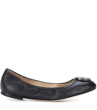 Shop Tory Burch Liana Leather Ballet Flats In Black