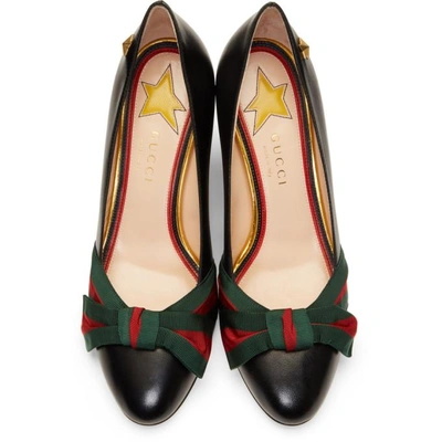 Shop Gucci Black Grosgrain Bow Aline Heels In 1060 Black