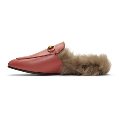 Shop Gucci Pink Wool-lined Princetown Slippers In 6398 Pink