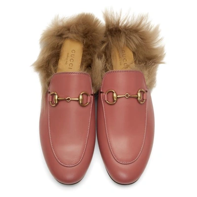 Shop Gucci Pink Wool-lined Princetown Slippers In 6398 Pink