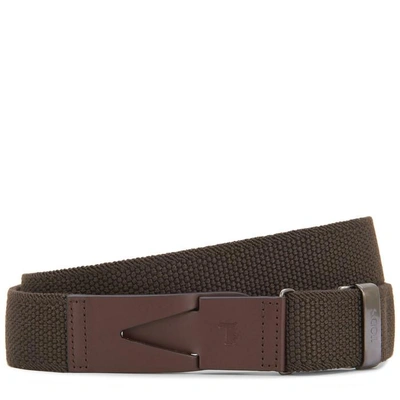 Tod's Belt In Canvas And Leather In Brown