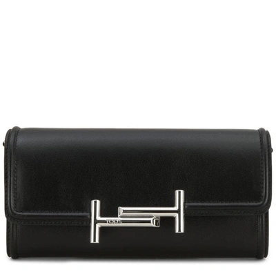 Shop Tod's Leather Purse In Black