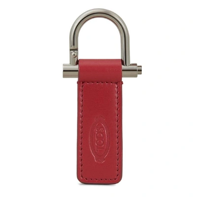 Shop Tod's Keychain In Leather In Red
