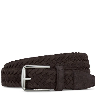 Shop Tod's Belt In Suede In Brown