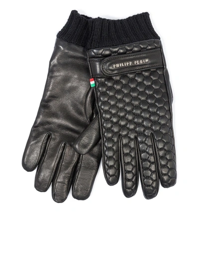 Shop Philipp Plein Mid-gloves Frank In Black/nickel