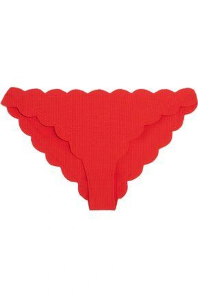 Shop Marysia Woman Antibes Scalloped Bikini Briefs Red
