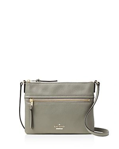 Shop Kate Spade New York Jackson Street Gabriele Leather Crossbody In Willow Gray/gold