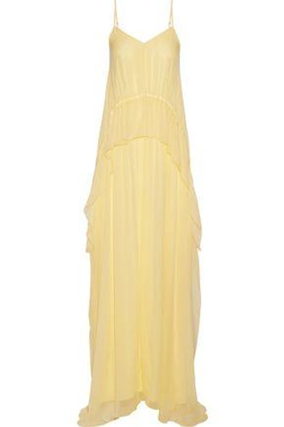 Shop Elizabeth And James Woman Catriona Ruffled Silk-crepon Gown Pastel Yellow