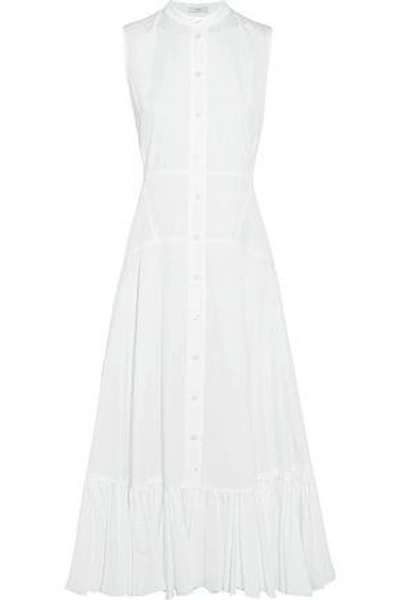 Shop Tome Woman Ruffle-trimmed Organic Cotton Midi Dress White