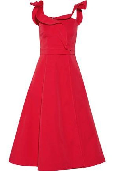 Shop Vika Gazinskaya Woman Wrap-effect Cotton-twill Midi Dress Red