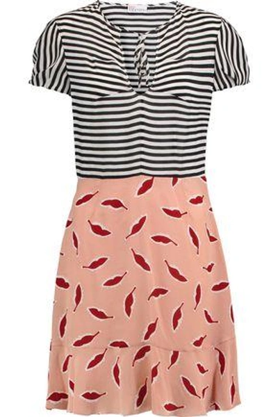 Shop Red Valentino Woman Printed Silk Mini Dress Blush