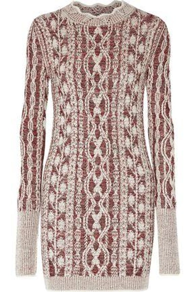 Shop Isabel Marant Woman Eda Cable-knit Wool-blend Jacquard Mini Dress Brick