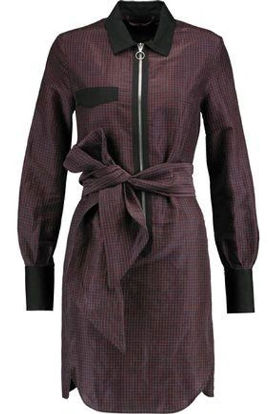 Shop Isabel Marant Woman Striped Ramie And Silk-blend Mini Dress Burgundy