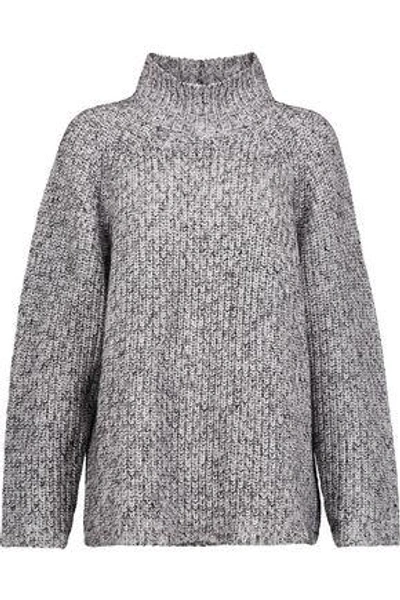 Shop Alexander Wang T Woman Ribbed-knit Cotton-blend Turtleneck Sweater White