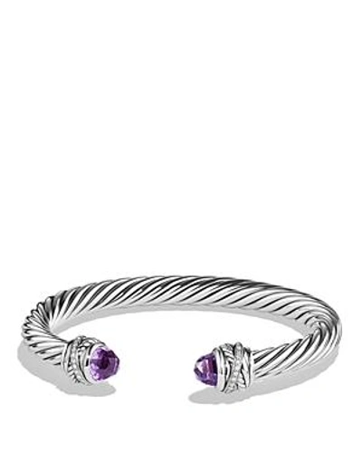 Shop David Yurman Crossover Bracelet With Diamonds And Amethyst In Silver In Purple/silver