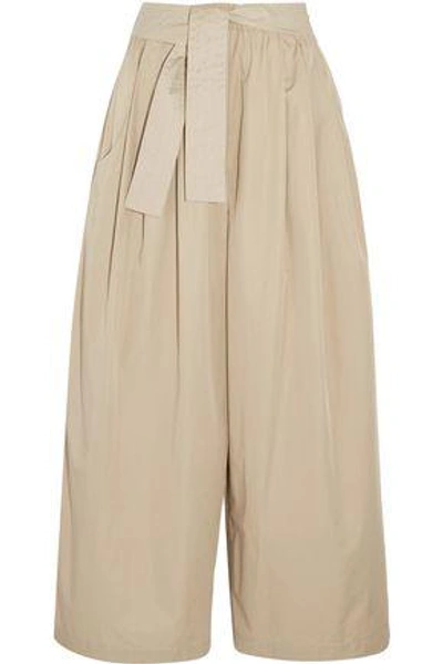 Shop Tome Woman Cropped Cotton-twill Wide-leg Pants Beige