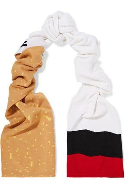 Shop Moschino Woman Printed Wool Scarf White